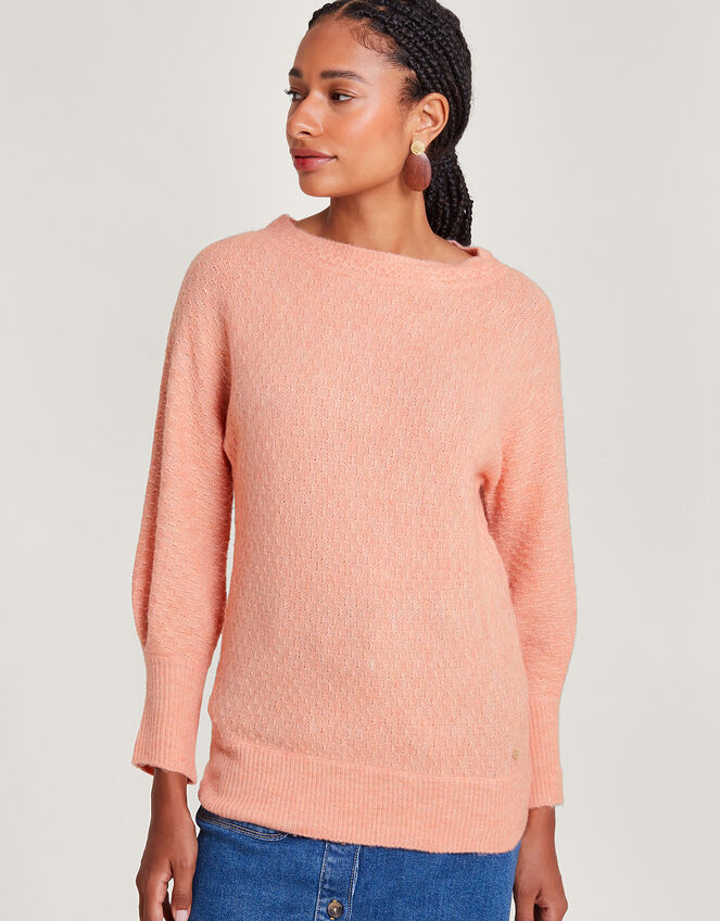 Supersoft Stitch Jumper with Recycled Polyester, Orange (PEACH), large