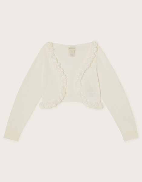Flora Corsage Trim Cardigan, Ivory (IVORY), large