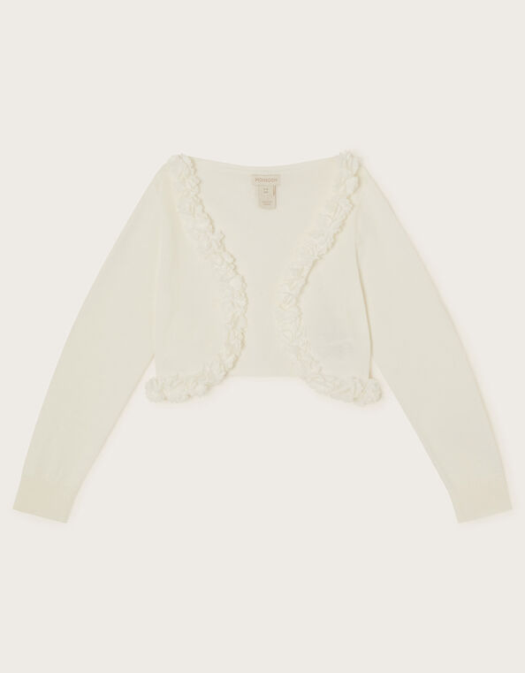 Flora Corsage Trim Cardigan, Ivory (IVORY), large