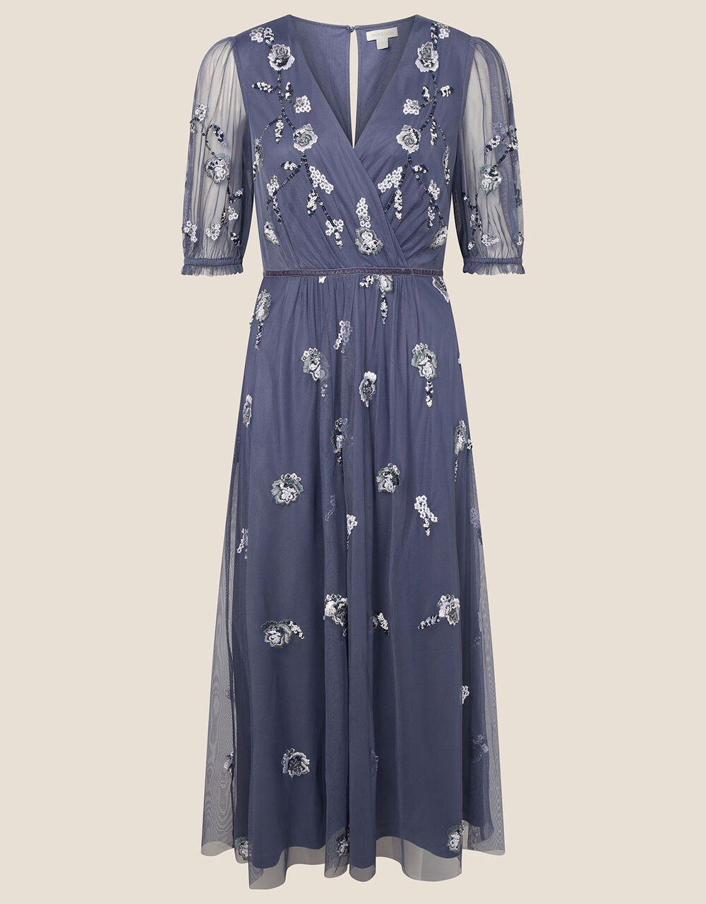 Mellie Embellished Midi Dress Grey Evening Dresses Monsoon US.