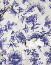 Floral Print Pyjamas & Sleep Mask Set, Blue (BLUE), large