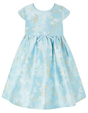 Baby Aries Blue Jacquard Occasion Dress, Blue (BLUE), large
