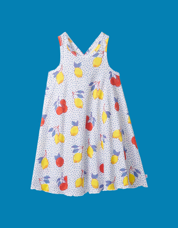 Hatley Citrus Print Trapeze Dress, White (WHITE), large