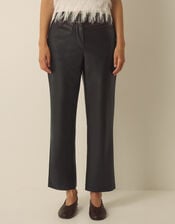 Libby Faux Leather Straight Leg Trousers, Black (BLACK), large