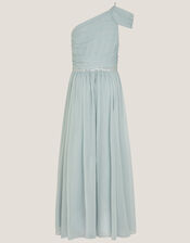 Sequin One Shoulder Prom Dress, Teal (DUCK EGG), large