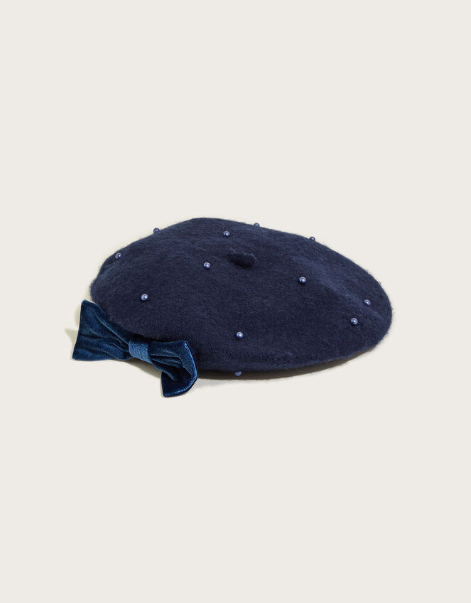 Emily Pearl Beret, Blue (NAVY), large