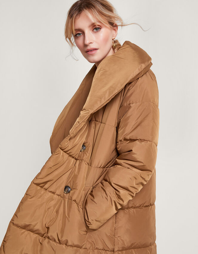 Shannon Shawl Collar Padded Coat Camel | Women's Coats | Monsoon Global.