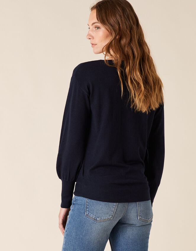 Sparkle Star Knit Jumper with Recycled Fabric, Blue (NAVY), large