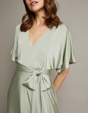 Jillian Drape Tie Waist Bridesmaid Dress, Green (SAGE), large