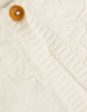 Baby Crochet Chenille Cardigan, Ivory (IVORY), large