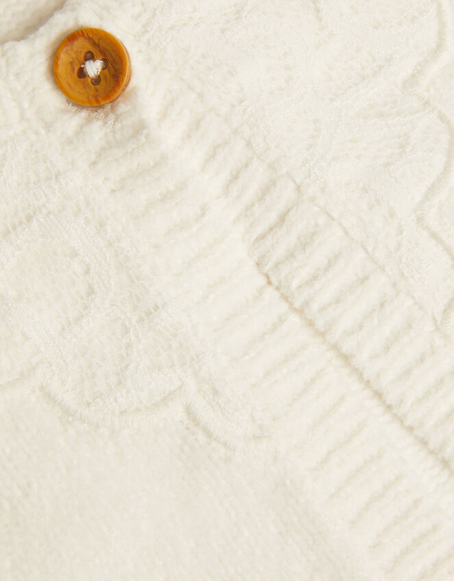 Baby Crochet Chenille Cardigan, Ivory (IVORY), large