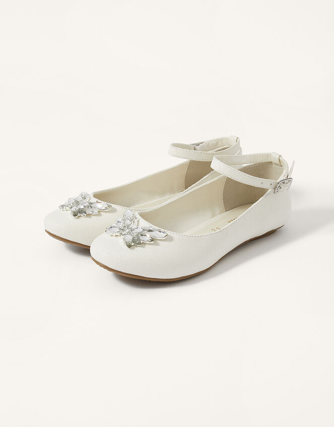 Calipso Shimmer Butterfly Ballerina Flats, Ivory (IVORY), large