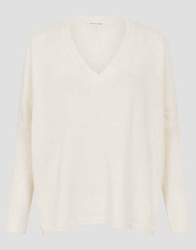 Vicki V-Neck Jumper, Ivory (IVORY), large