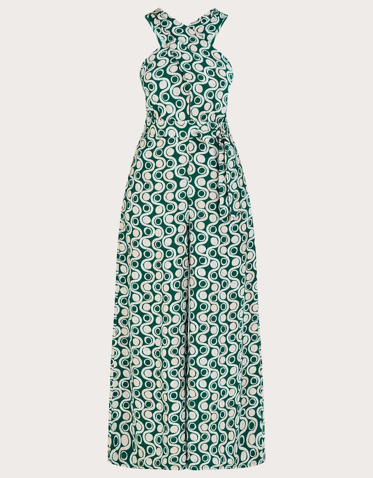 Print Cross Over Jumpsuit Green