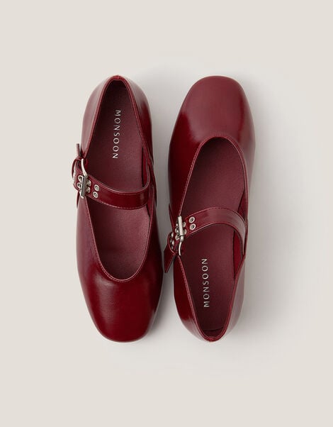 Effie Patent Ballet Flats, Red (BURGUNDY), large