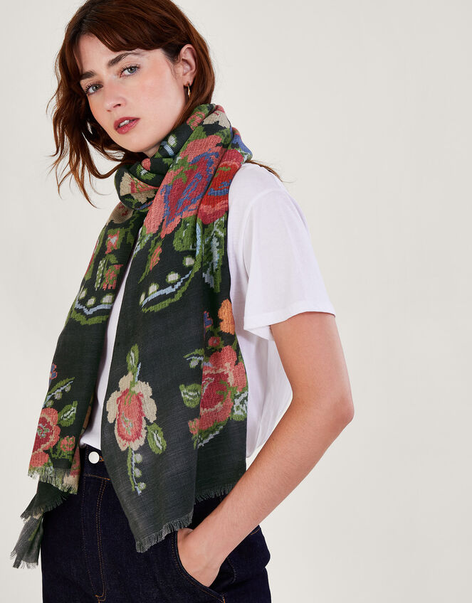 One Hundred Stars Print Wool Scarf, , large