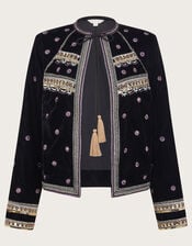 Vera Embellished Velvet Jacket, Black (BLACK), large