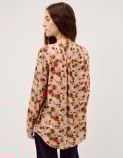 Olive Floral Print Blouse, Ivory (IVORY), large