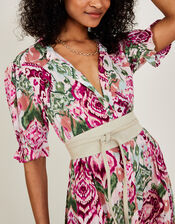 Ikat Print Shirt Midi Dress in LENZING™ ECOVERO™, Pink (PINK), large