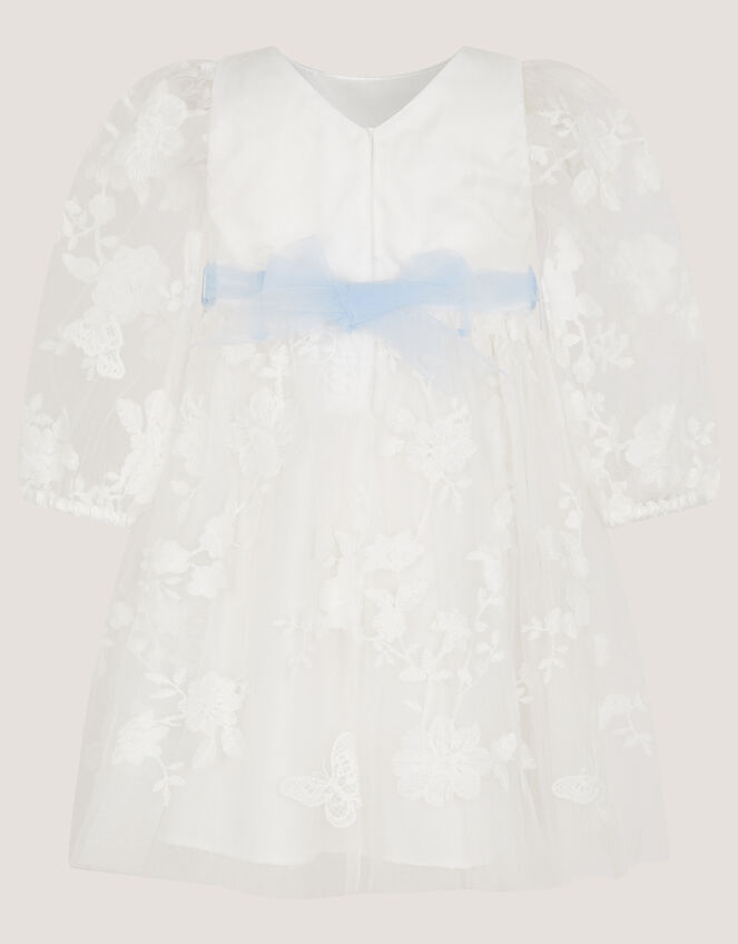 Baby Beatrice Floral Embroidered Tulle Dress, Ivory (IVORY), large