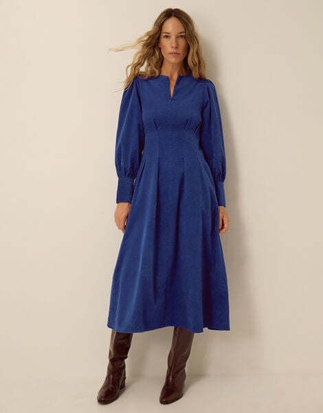 Morgan Corduroy Midi Dress, Blue (COBALT), large
