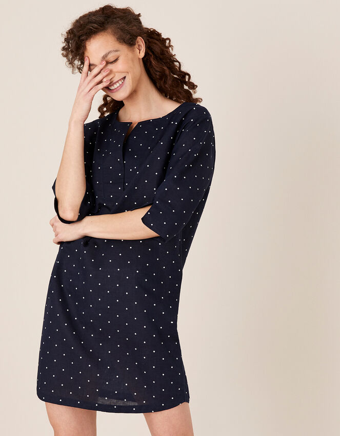 Scarlett Spot Print Tunic Dress, Blue (NAVY), large