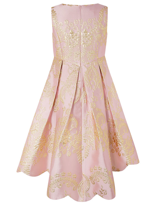 Rebecca Pink & White Jacquard High-Low Dress, Pink (PINK), large
