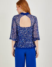 Georgie Embellished Top, Blue (COBALT), large