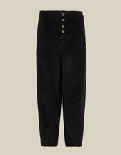 Ella High Waisted Corduroy Barrel Pants, Black (BLACK), large