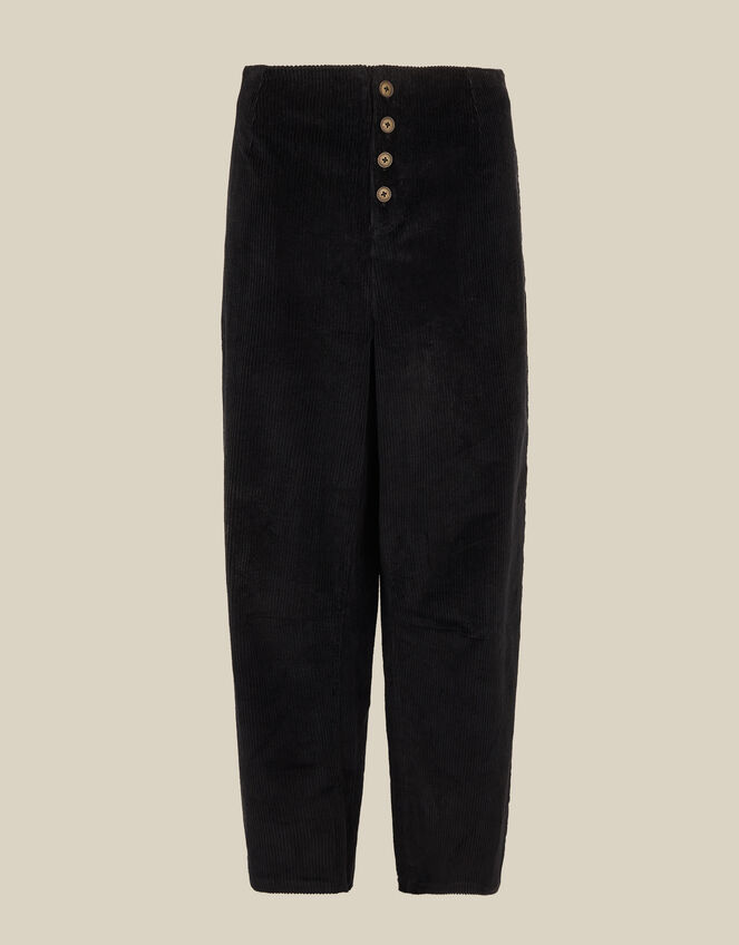 Ella High Waisted Corduroy Barrel Pants, Black (BLACK), large