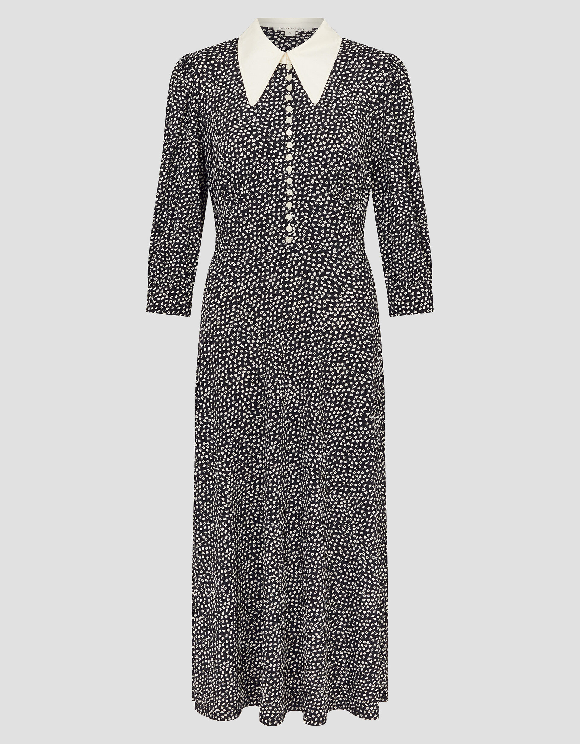 Arielle Floral Print Jersey Midi Dress Black
