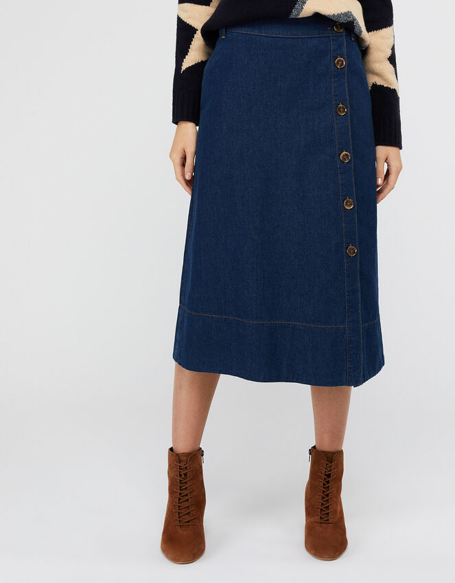 Maya Midi Denim Skirt Blue | Skirts | Monsoon US.
