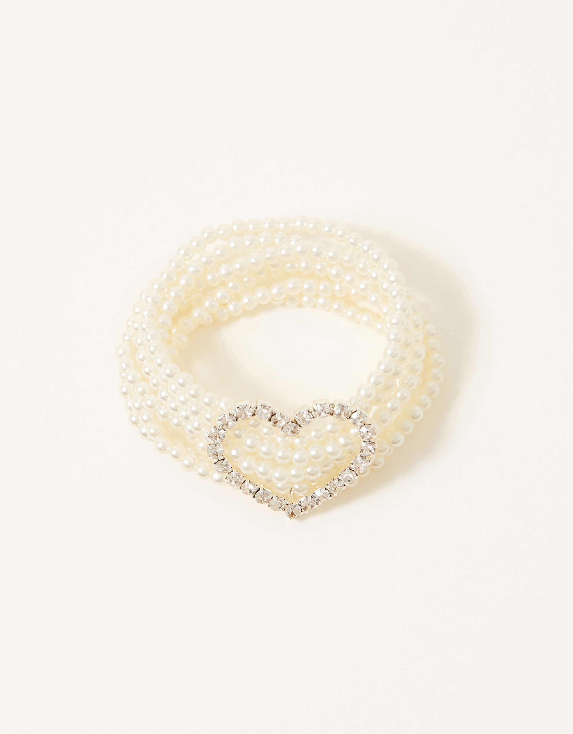Diamante Heart Pearly Bracelet, , large