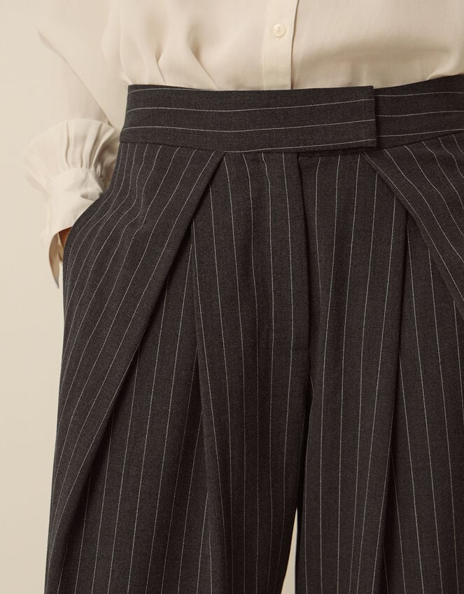 Ambar Pinstripe Wide Leg Trousers, Grey (CHARCOAL), large