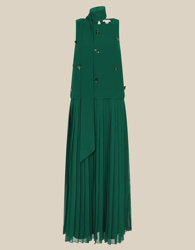 Eva Embellished Maxi Dress & Scarf, Green (DARK GREEN), large