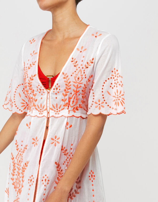 Grace Embroidered Maxi Kaftan, White (WHITE), large