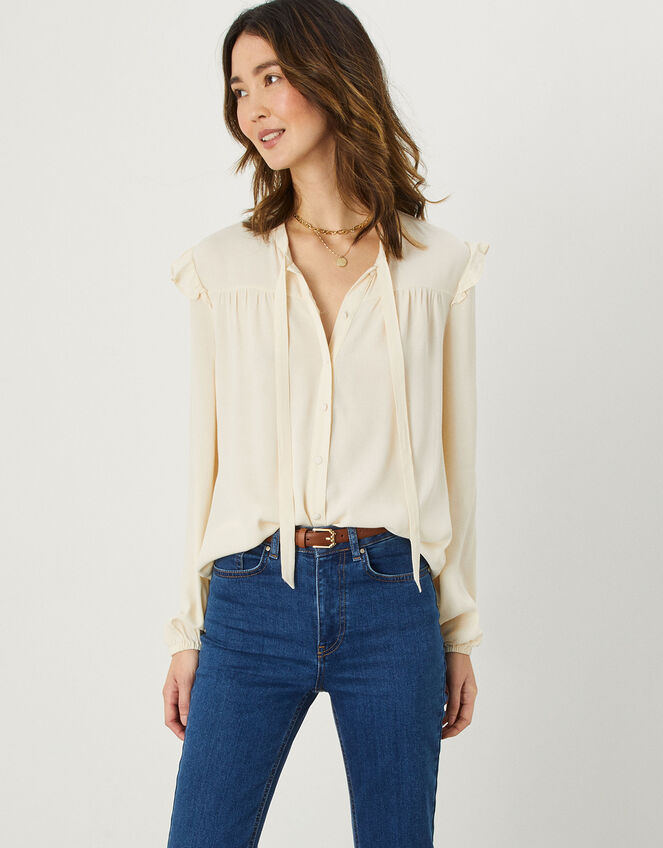 Pussybow Blouse, Cream (CREAM), large