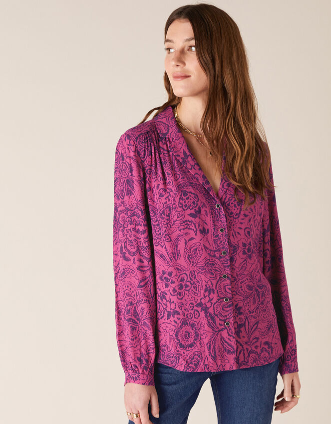 Paisley Print Blouse with LENZING™ ECOVERO™, Pink (PINK), large