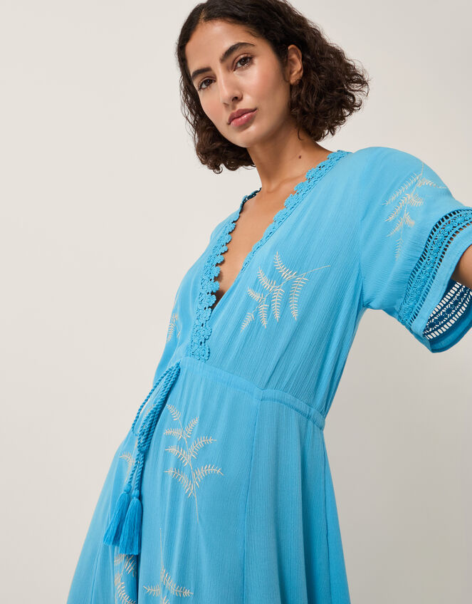 Fern Embroidered Maxi Dress, Blue (BLUE), large