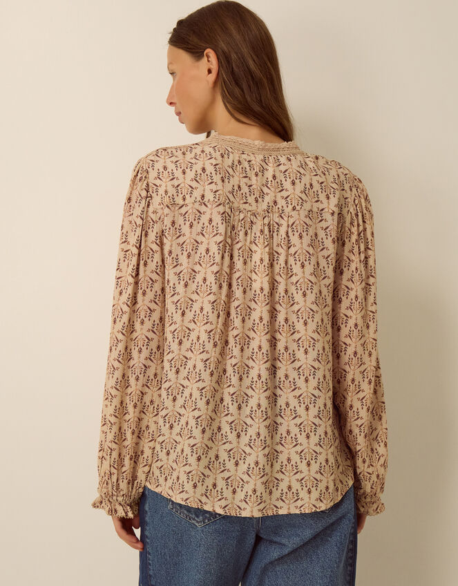 Clementine Lace Print Top, Ivory (IVORY), large