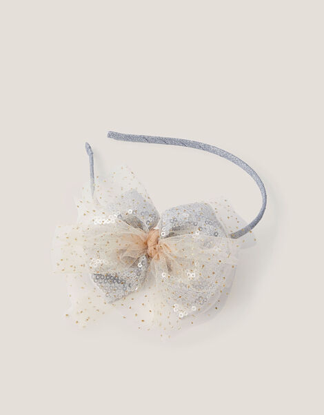 Sequin Tulle Bow Headband, , large