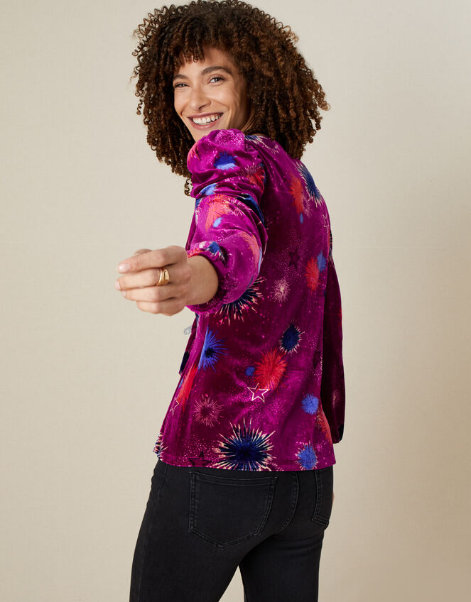 Saffron Starburst Velvet Top, Pink (PINK), large