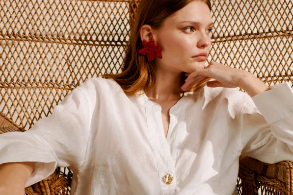 white shirt, gold buttons